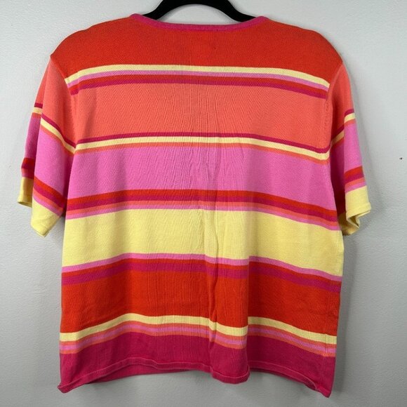 Susan Bristol Casuals orange and pink striped y2k button down size XL - Picture 6 of 6